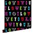 papier peint love you - citations multicolore sur noir de ESTAhome