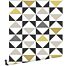 papier peint triangles blanc, noir, gris et jaune ocre de ESTAhome