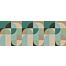 papier peint panoramique cercles de style Bauhaus vert pétrole, vert menthe et beige de ESTAhome