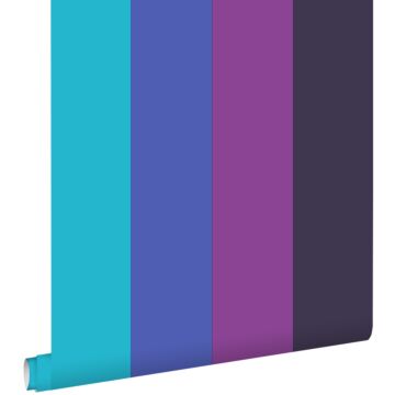 papier peint à rayures bleu et violet de ESTAhome