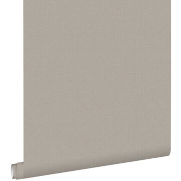 papier peint uni mat avec texture de lin taupe de ESTAhome