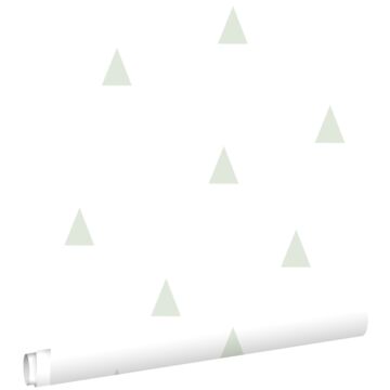 papier peint petits triangles graphiques vert menthe et blanc de ESTAhome