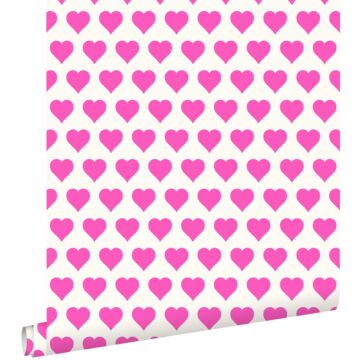 papier peint cœurs rose et blanc de ESTAhome
