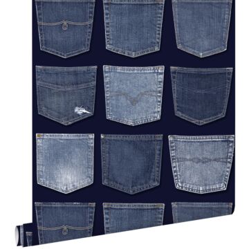 papier peint poches de jeans bleu de ESTAhome