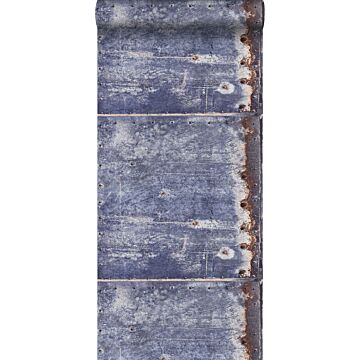 papier peint plaques métalliques bleu et marron de ESTAhome