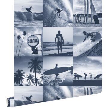 papier peint photos de surfeurs bleu foncé de ESTAhome