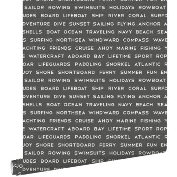 papier peint textes maritimes de plage gris foncé de ESTAhome