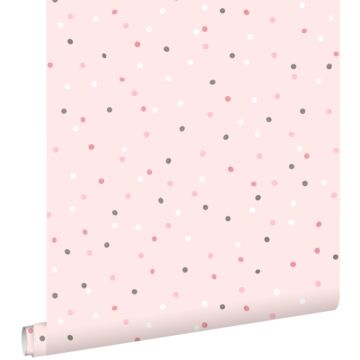 papier peint à motif de petits points rose et gris chaud de ESTAhome