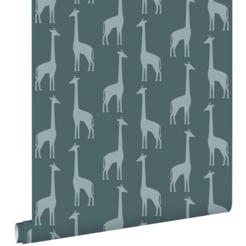 papier peint girafes blue foncé grisé de ESTAhome