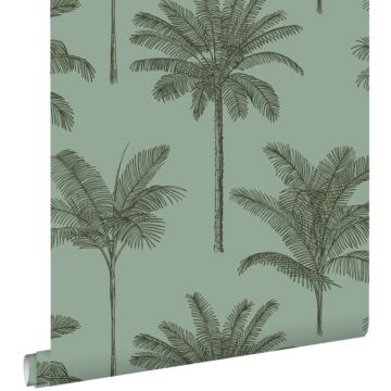 papier peint palmiers vert grisé de ESTAhome