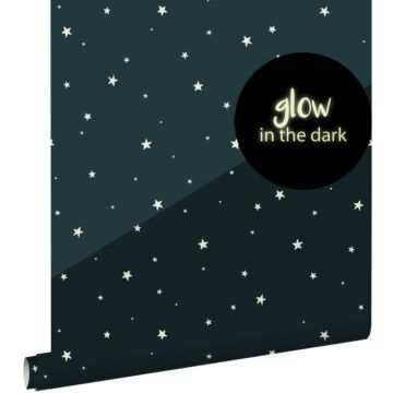 papier peint glow-in-the-dark étoiles fluorescentes bleu foncé de ESTAhome