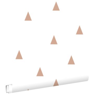 papier peint petits triangles graphiques blanc et terracotta claire de ESTAhome