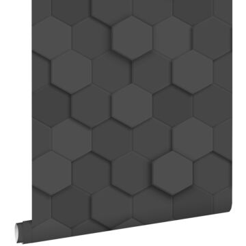 papier peint hexagone 3d noir de ESTAhome