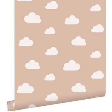 papier peint petits nuages rose terracotta de ESTAhome