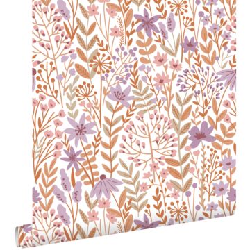 papier peint fleurs des champs lilas violet et terracotta de ESTAhome