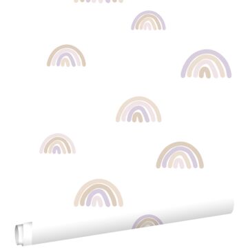 papier peint arcs en ciel violet et beige et blanc de ESTAhome