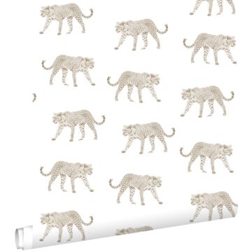 papier peint léopards blanc et beige de ESTAhome