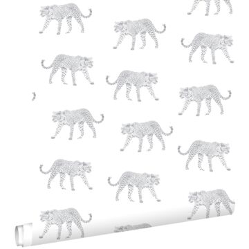 papier peint léopards blanc et gris clair de ESTAhome