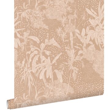 papier peint feuilles tropicales rose terracotta de ESTAhome