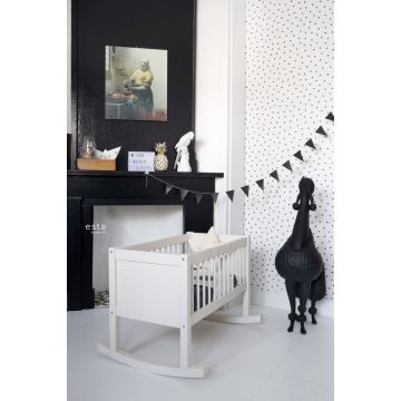 papier peint chambre bébé à motif de points noir et blanc 138934