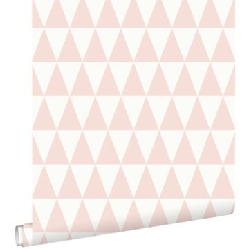 papier peint triangles géométriques graphiques rose pêche de ESTAhome