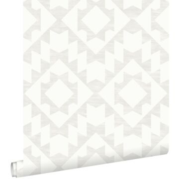 papier peint tapis Marrakech gris chaud clair et blanc mat de ESTAhome
