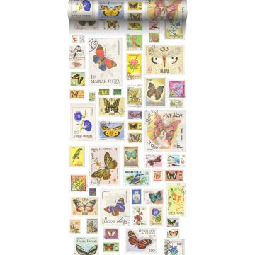 papier peint intissé XXL timbres multicolore de ESTAhome
