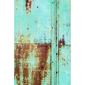 papier peint panoramique effet métal turquoise et marron de ESTAhome