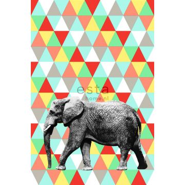 papier peint panoramique éléphant multicolore de ESTAhome