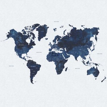 papier peint panoramique carte du monde vintage bleu de ESTAhome