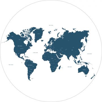 papier peint panoramique rond adhésif carte du monde bleu de ESTAhome