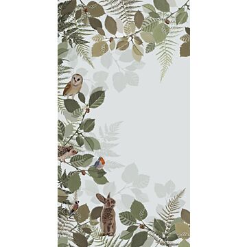 papier peint panoramique animaux de la forêt vert et marron de ESTAhome