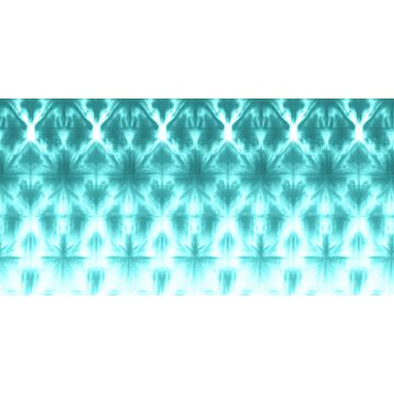 papier peint panoramique motif shibori tie-dye couvrant le mur entier turquoise intense de ESTAhome