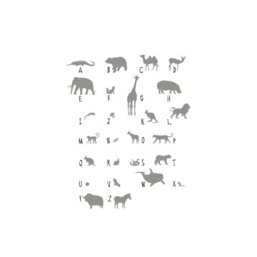 papier peint panoramique animaux ABC gris de ESTAhome