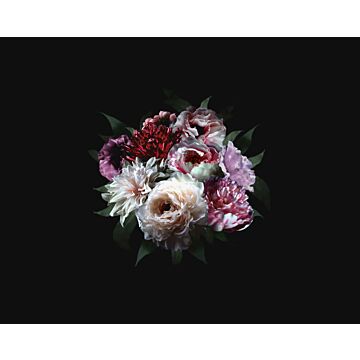 papier peint panoramique nature morte de fleurs multicolore sur noir de ESTAhome