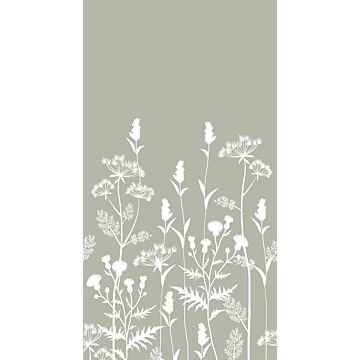 papier peint panoramique fleurs des champs vert menthe grisé de ESTAhome