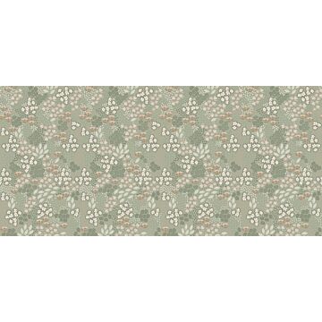 papier peint panoramique fleurs vert menthe grisé de ESTAhome