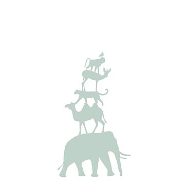 papier peint panoramique animaux empilés vert menthe de ESTAhome