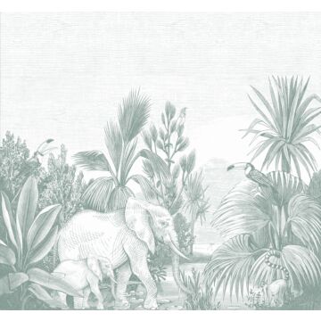 papier peint panoramique jungle vert de ESTAhome