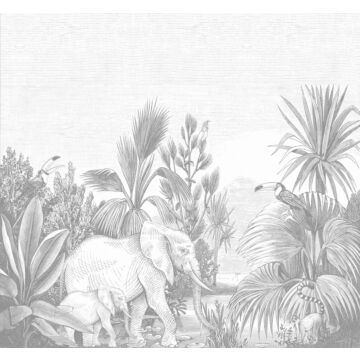 papier peint panoramique jungle gris de ESTAhome