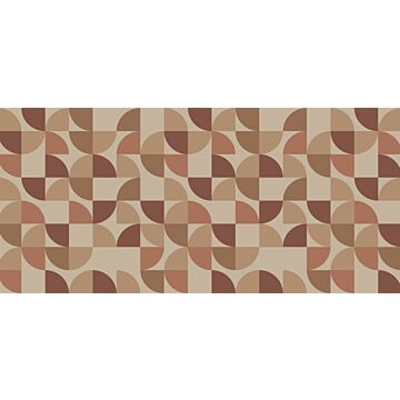 papier peint panoramique formes géométriques beige, rose et rouge foncé de ESTAhome