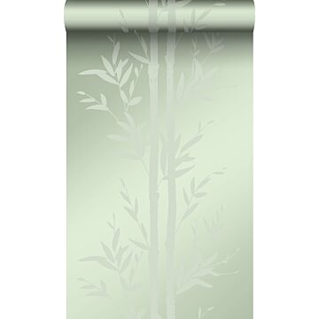 papier peint bambou vert olive grisé de Origin Wallcoverings