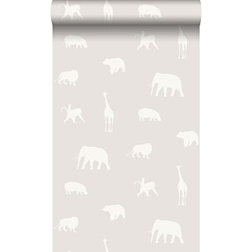 papier peint animaux gris chaud grisé brillant de Origin Wallcoverings