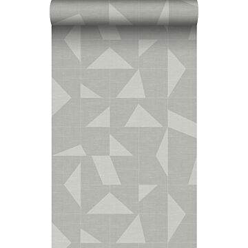 papier peint motif graphique avec structure tissée gris clair de Origin Wallcoverings