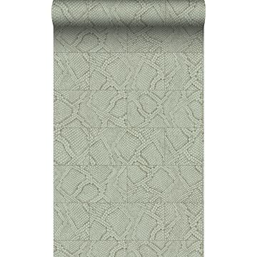 papier peint motif de carrellages avec imitation peau de serpent gris pâle de Origin Wallcoverings