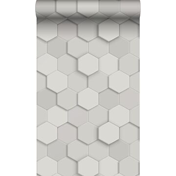 papier peint hexagone 3d gris clair de Origin Wallcoverings