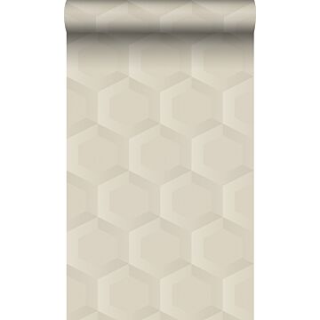 PP intissé éco texture hexagone 3d beige clair de Origin Wallcoverings