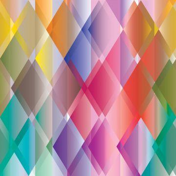 papier peint panoramique triangles colorés jaune, rose, rouge, violet et vert de Origin Wallcoverings