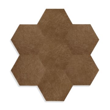 carreaux adhésifs en cuir écologique  hexagone marron cognac de Origin Wallcoverings