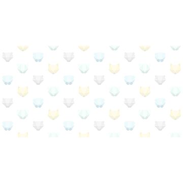 papier peint panoramique têtes d'animaux origami vert menthe pastel, bleu pastel, jaune pastel, gris chaud clair et blanc mat de Origin Wallcoverings